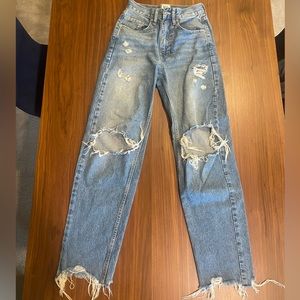 BDG High Rise Baggy Medium Wash Ripped Jeans